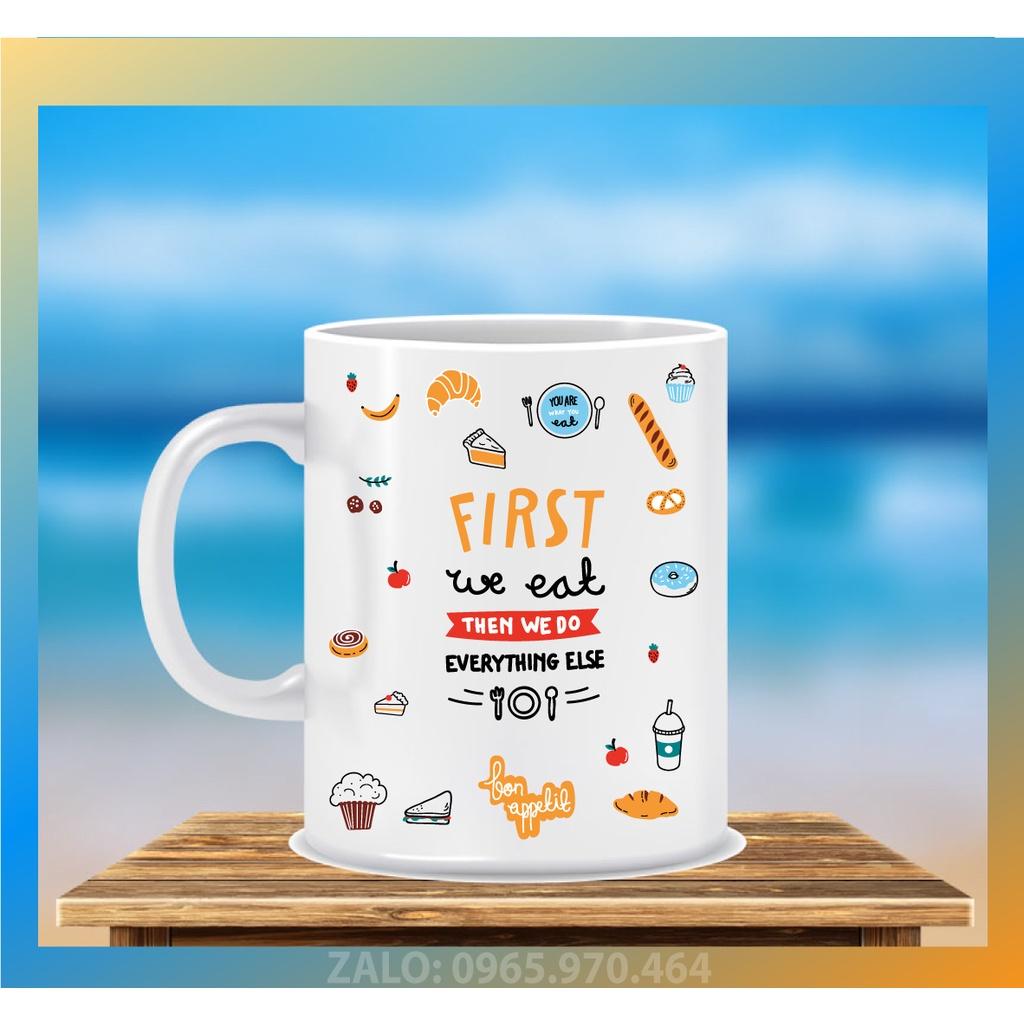 LY SỨ IN HỌA TIẾT ICON ĐỒ ĂN ĐỒ UỐNG ĐẸP - IN HÌNH THEO YÊU CẦU - HÌNH CÁ NHÂN, LỚP HỌC, CÔNG TY