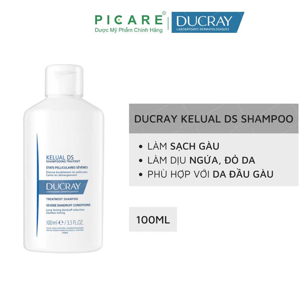 Dầu Gội Ducray  Giảm Gàu Nặng, Tiêu Sừng, Chống Ngứa, Giảm Đỏ Kelual DS Shampoo 100ml