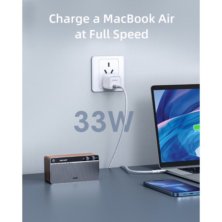 Củ Sạc Nhanh InnoStyle MiniCube Gan II 33W PD/QC3.0 &amp; PPS Sạc nhanh bất kỳ thiết bị USB-C - Hàng Chính Hãng