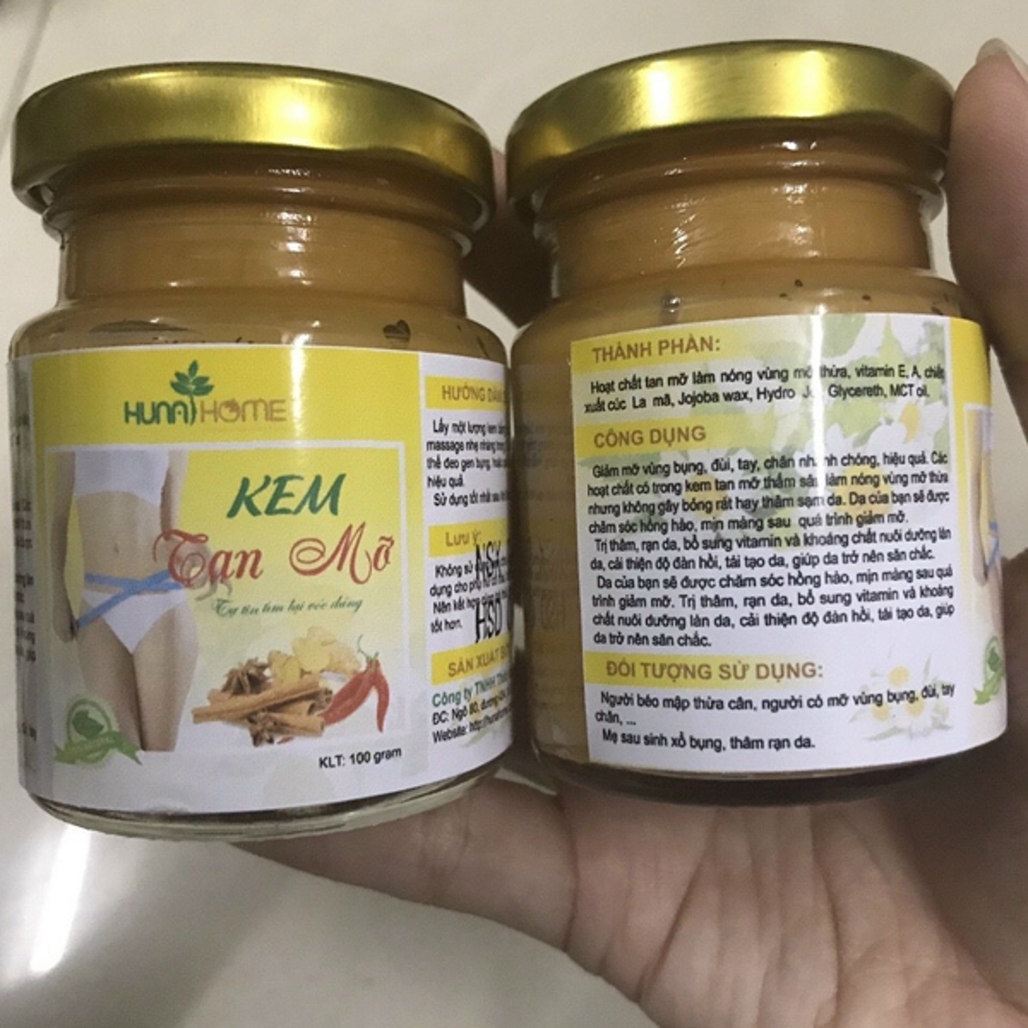 Kem tan mỡ thừa Hunashome