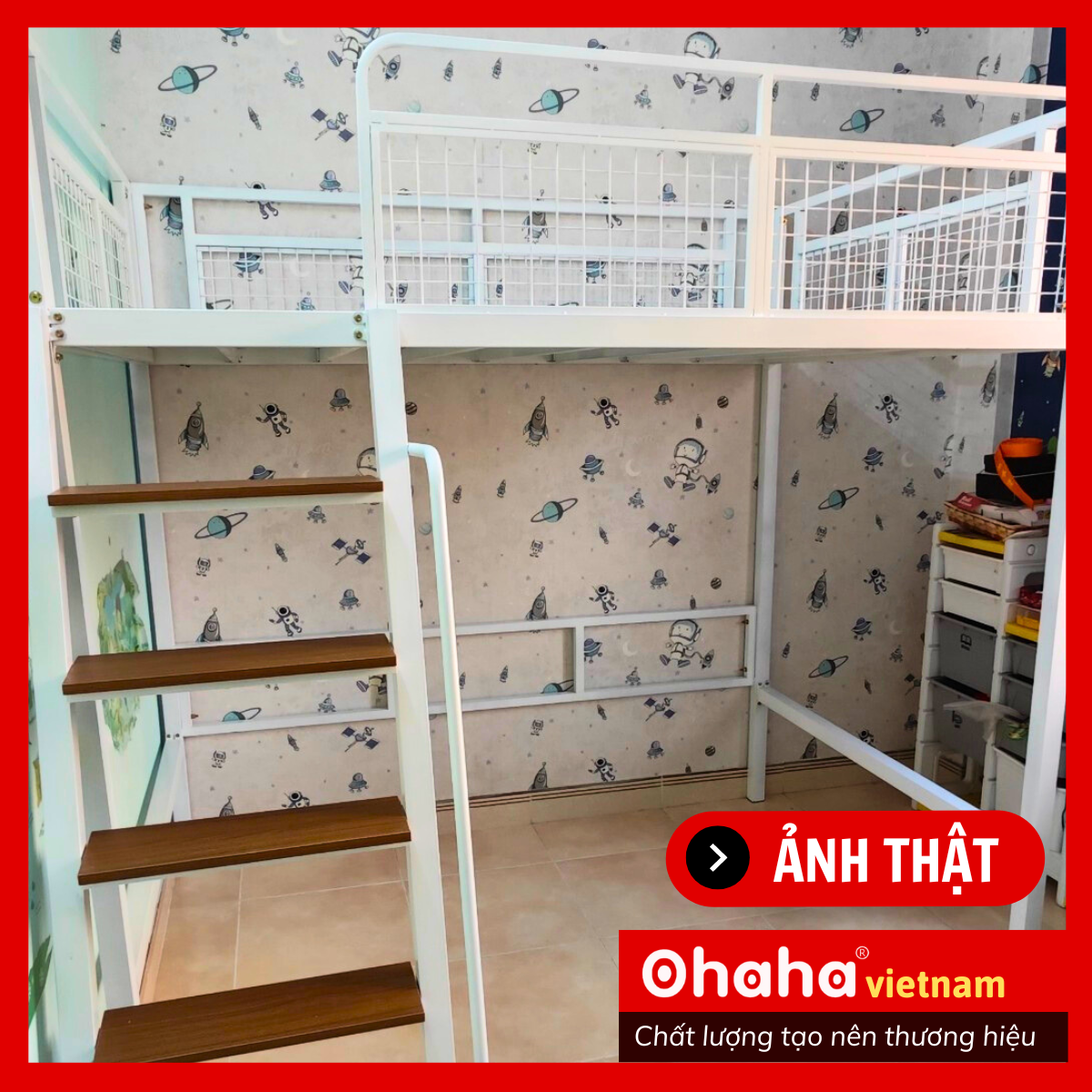 [Kèm Ảnh Thực Tế - Miễn phí vận chuyển &amp; Lắp đặt] GIƯỜNG TẦNG THÔNG MINH KHUNG SẮT CÓ BÀN HỌC OHAHA - GTS001