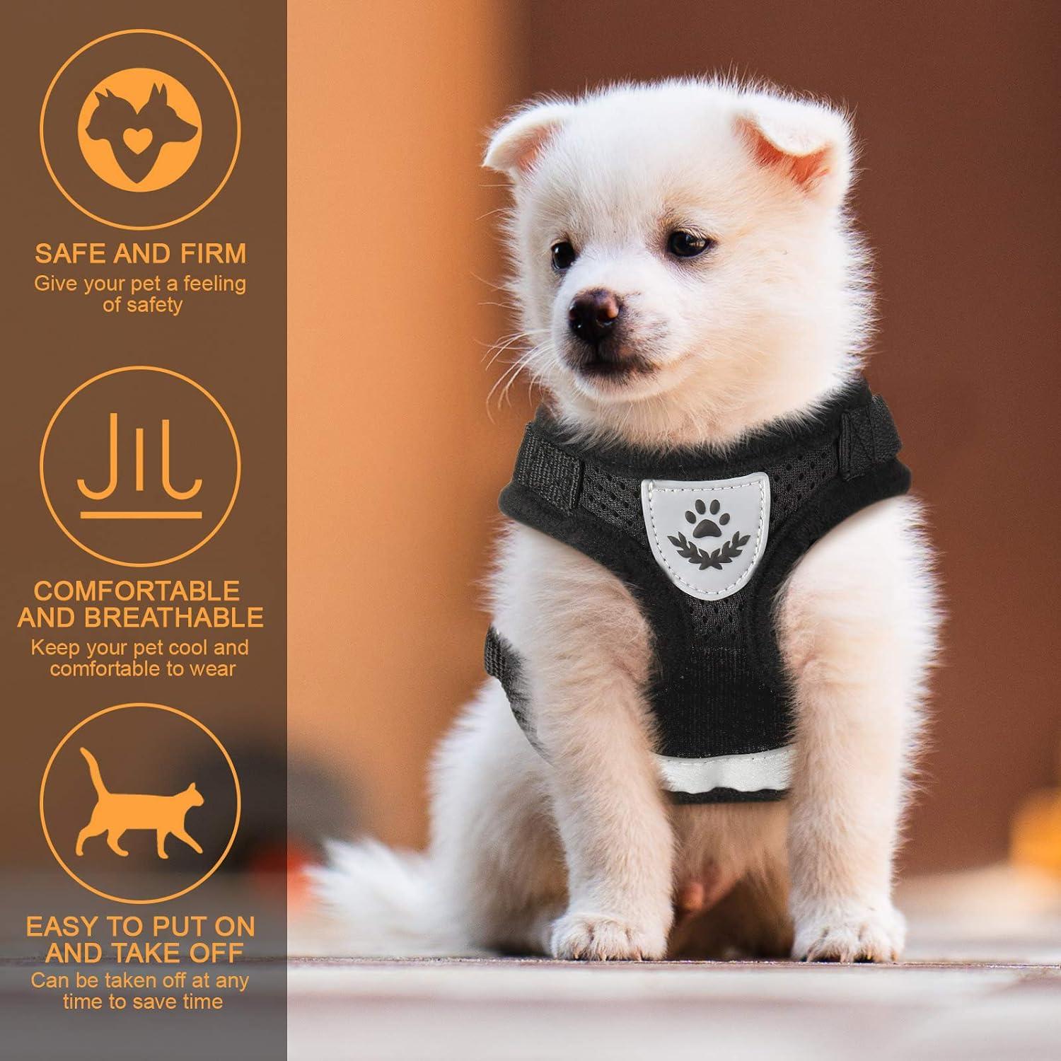 Bộ khai thác và dây xích cho chó con/ mèo khai thác có thể điều chỉnh vest chống rò rỉ trong lưới linh hoạt để lại ngực trong lưới thoáng khí cho động vật mèo