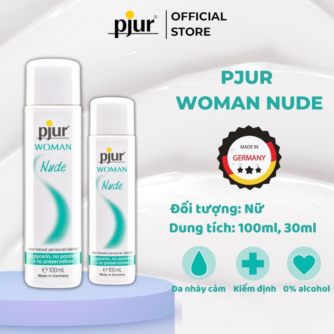 Gel bôi trơn gốc nước Pjur Woman Nude Chai 30ml dành cho da nhạy cảm an toàn lành tính giảm cảm giác khô rát khi quan hệ