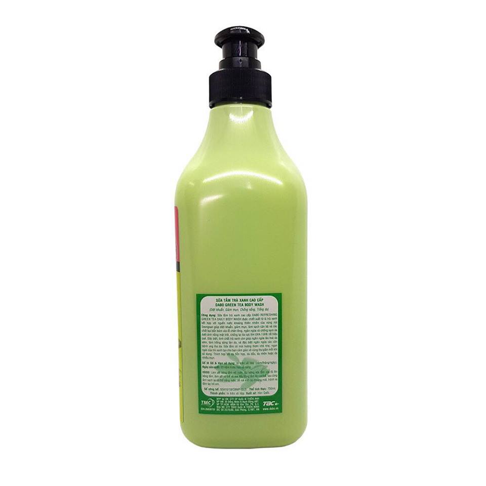 Sữa tắm chiết xuất từ trà xanh mát da ngừa mụn sạch nhờn DABO REFRESHING GREEN TEA DAILY BODY WASH Hàn Quốc Chính Hãng ( 750ml) [ Tặng dây cột tóc nơ ]