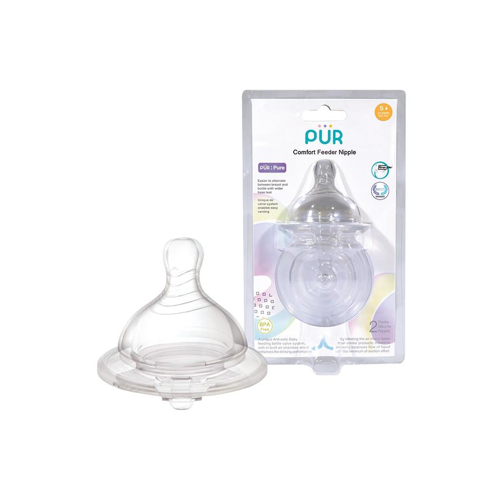 Vỉ 2 núm ti cho bình miệng rộng PUR Comfort Feeder