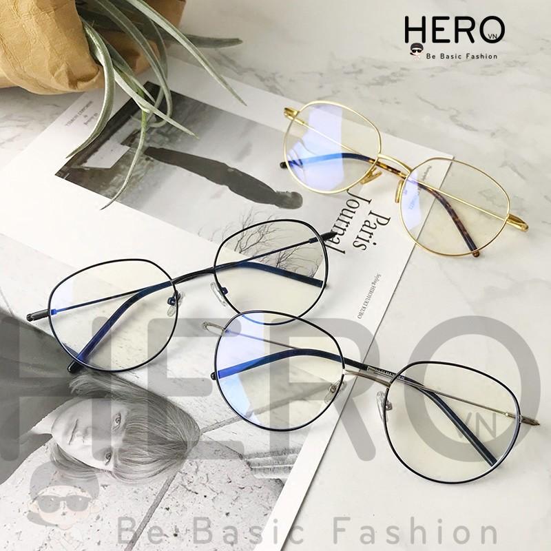 Kính Nobita Ulzzang Thời Trang Hàn Quốc, Kính Không Độ Giả Cận Gọng Oval Màu Đen HERO KM01