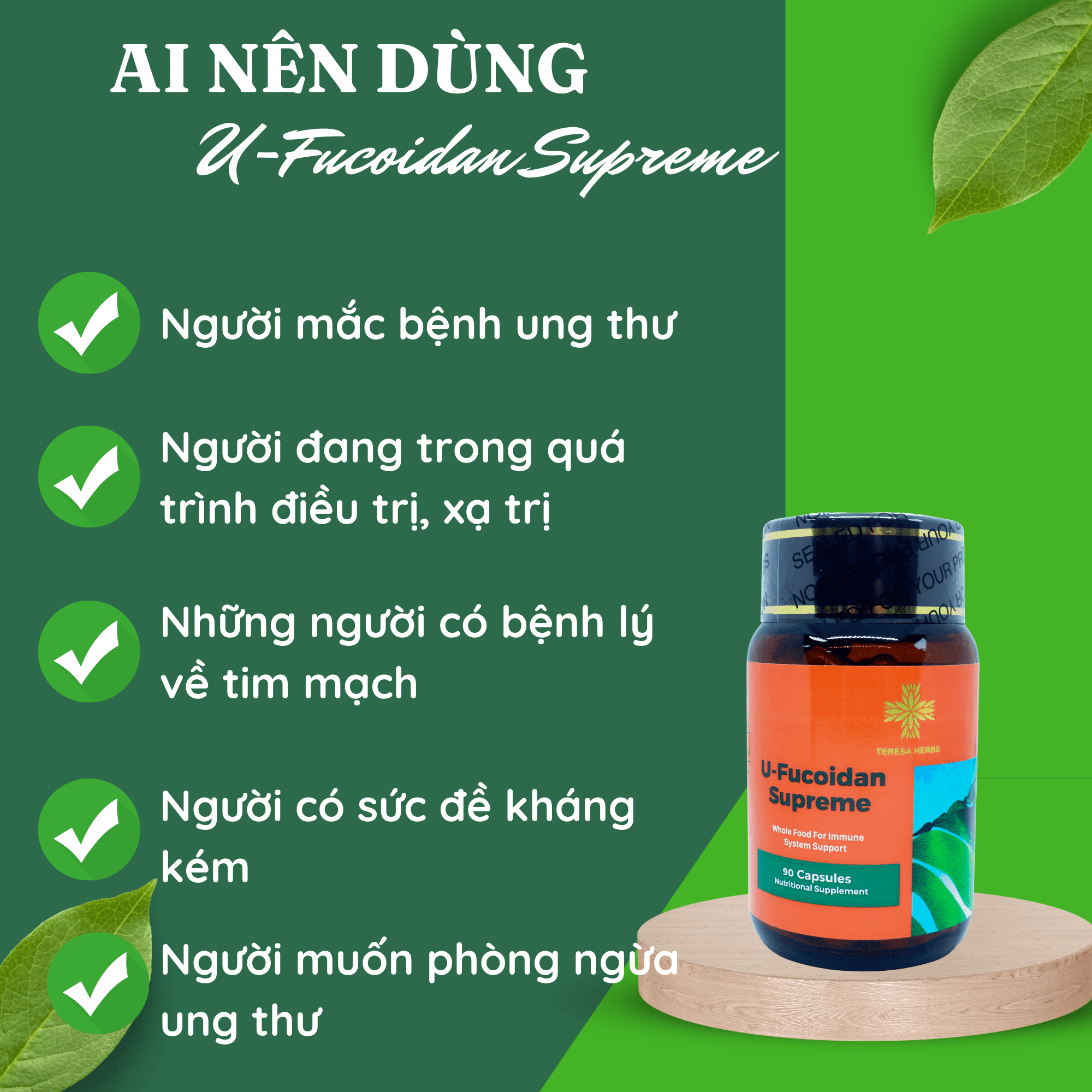 Combo 2 Hộp Fucoidan cao cấp Phòng và Hỗ trợ điều trị ung thư, Tăng hệ miễn dịch, tăng đề kháng 1 Hộp 90 viên (Made in USA)