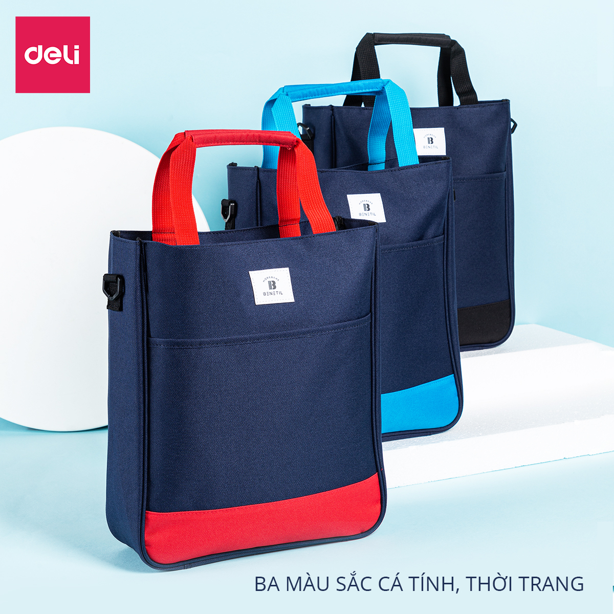 Túi tote vải canvas Deli cao cấp - Chất liệu chống thấm nước, thiết kế thời trang thích hợp với đi học đi làm - 73204