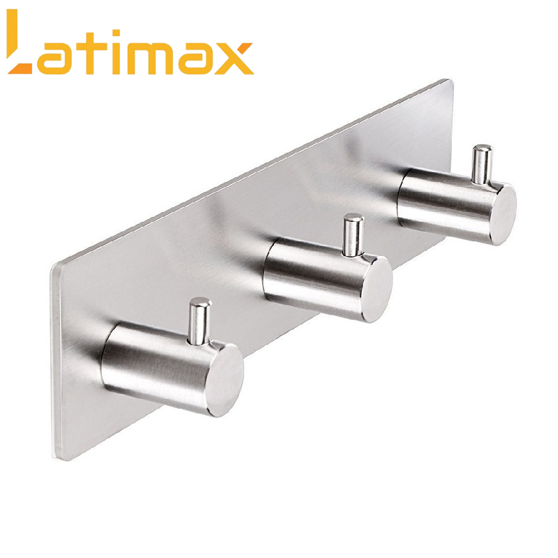 Móc treo quần áo 3 chấu Inox 304 dán tường cao cấp Latimax - Giá treo đồ đa năng dùng miếng dán 3M tiện lợi