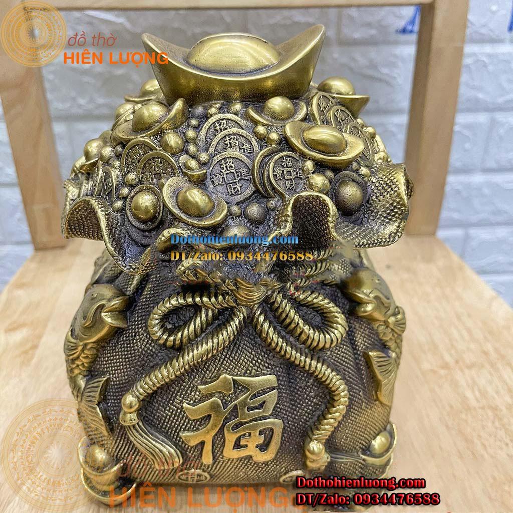Túi Đựng Tiền Cá Chép Vàng Tài Lộc Bằng Đồng Phong Thủy Cao 20cm