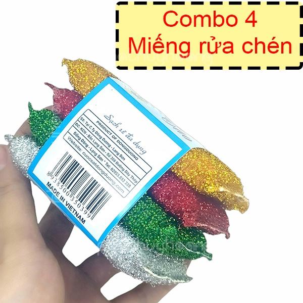 Combo 8 miếng mút rửa chén kim tuyến chất lượng cao, miếng cước rửa chén đa năng tiện dụng