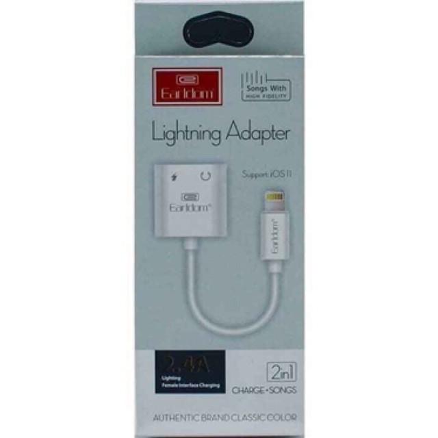 Adapter Earldom chuyển tai nghe ra chân tròn và cổng sạc OT16, Jack chuyển đổi dành cho iphone - Hàng chính hãng