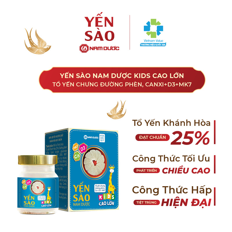 Yến sào Nam Dược Kids Set 4 lọ x 70ml cao lớn, tăng sức đề kháng cho bé, bé ăn ngon và phát triển chiều cao