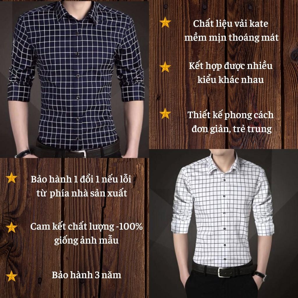 Áo Sơ Mi Nam Cổ Bẻ H&amp;H-SM04 Dài Tay Phối Kẽ Sọc Phong Cách Hàn Quốc - Hoàng Huy