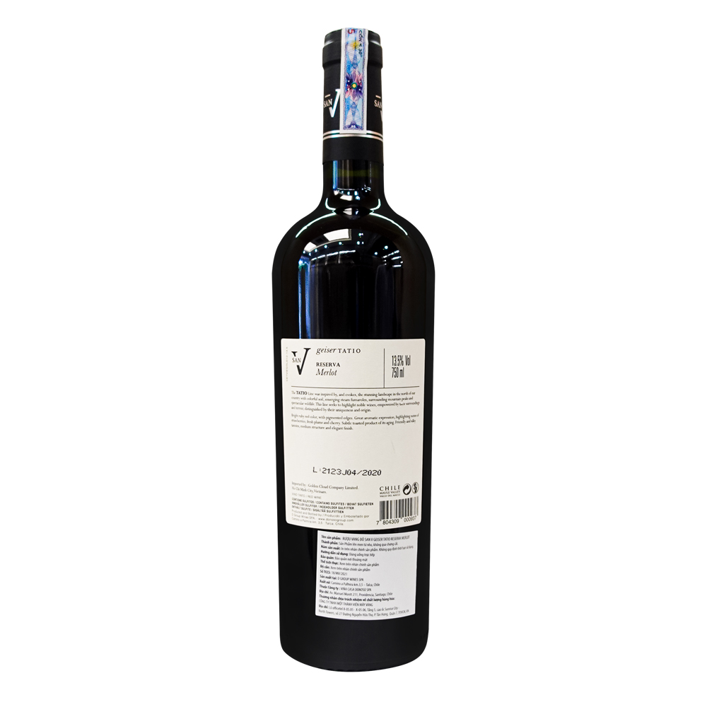 Rượu Vang Đỏ San Vicente Geiser Tatio Reserva Merlot 750ml 13% - Chile - Hàng Chính Hãng