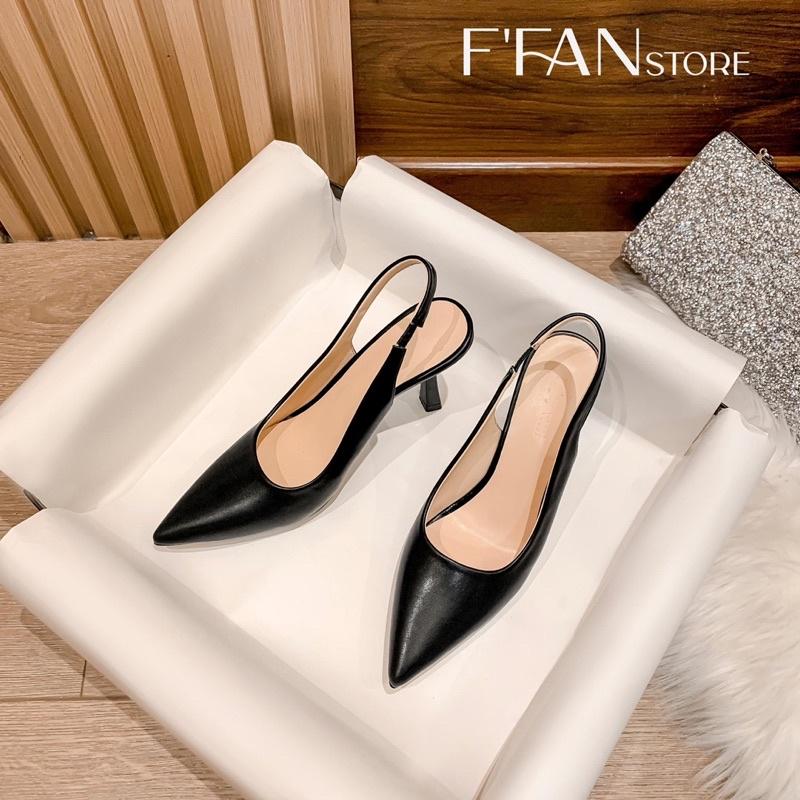 Giày Quai Hở Gót 8 CM Da Mềm, Cao Gót Nữ 383 Màu Đen Be Trắng Sữa FFAN STORE