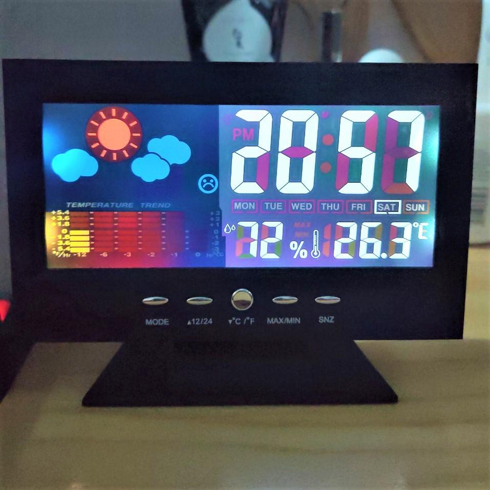Đồng hồ để bàn điện tử báo thức - báo nhiệt độ đa năng màn hình led sang trong hiện đại