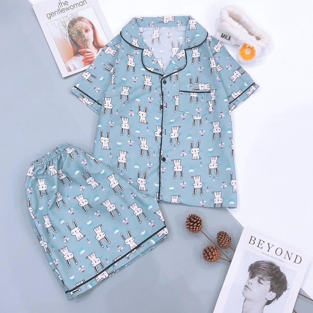 Bộ pijama tay ngắn quần ngắn vải kate Thái form dưới 65kg.