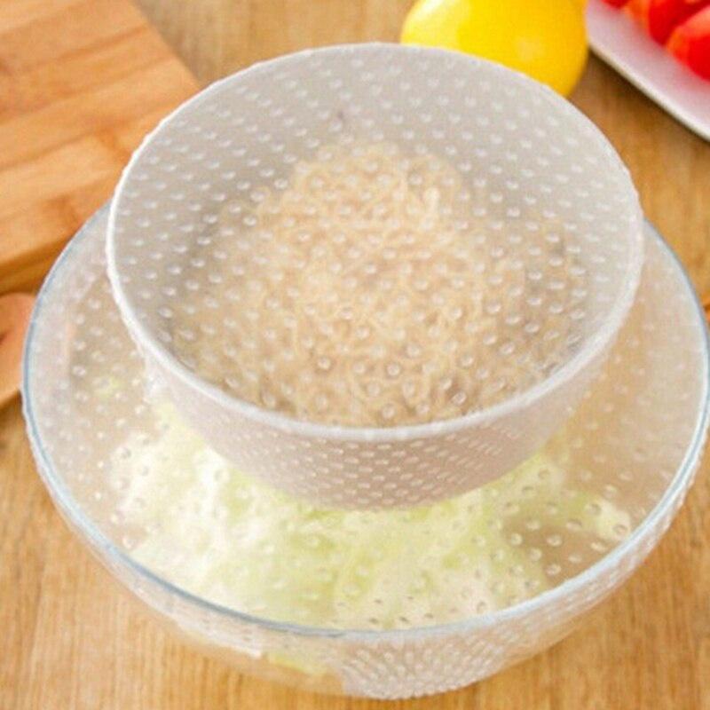 Kitchen Tool Transparent Reusable Silicone Kitchen Food Wrap Seal Bowl Cover Strech Food Fresh Keeping Silicone Wraps Stretch