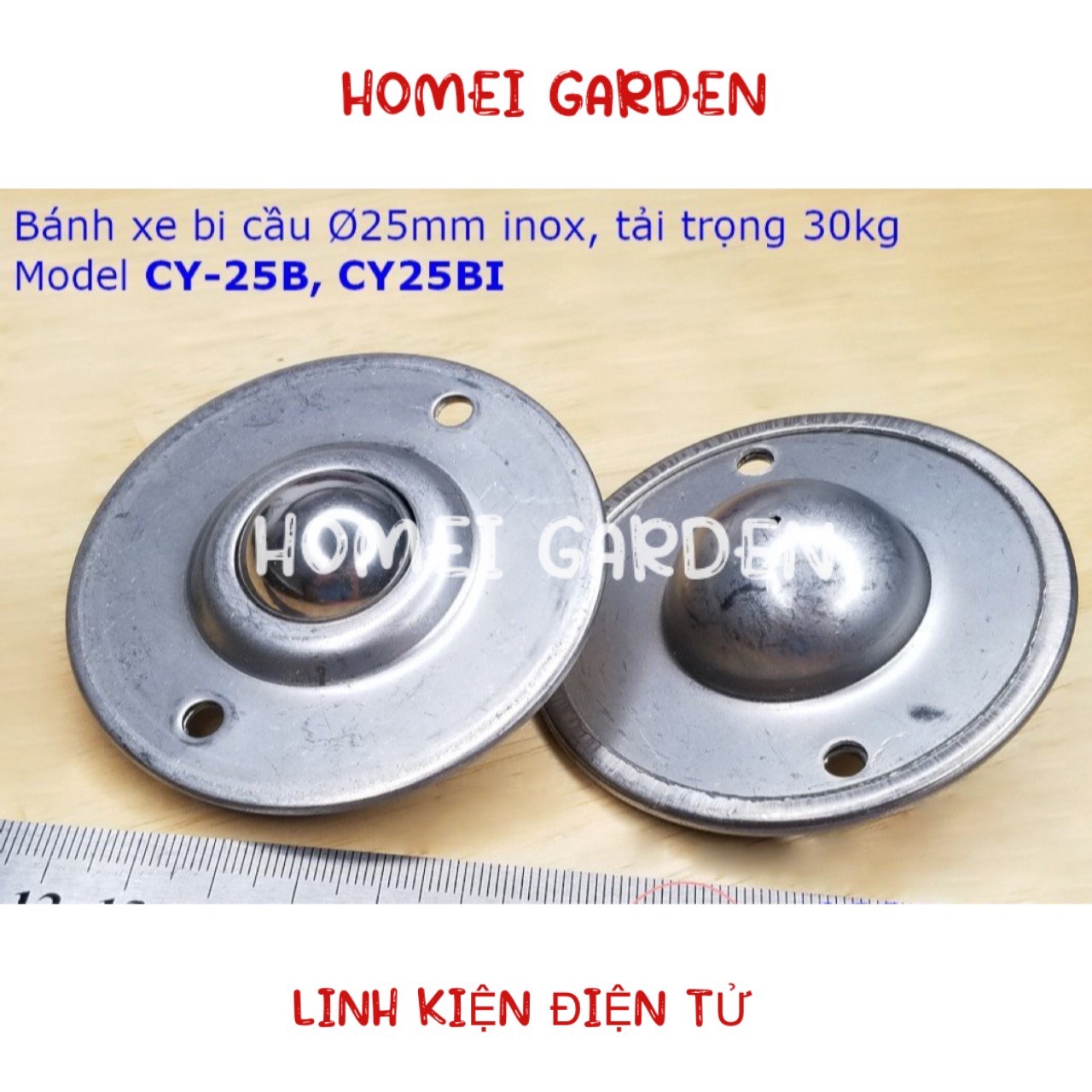 Bánh xe bi cầu phi 25mm CY-25B tải trọng 35kg - HM0143