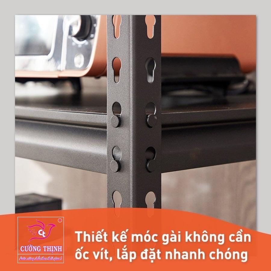 Kệ sắt V lỗ 5 tầng, Cao 2m x dài 1m x rộng 40cm, mẫu mới lắp đặt không cần ốc vít.