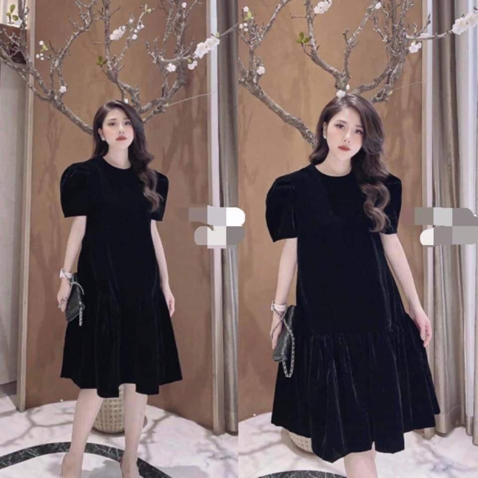 váy bầu cao cấp cực sang chảnhchất lụa nhung siêu siêu mátfrom rộngfree size 43~67kg