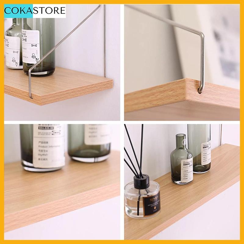 Kệ Treo Tường Trang Trí Không Cần Khoan Kích Thước 30 Đến 80cm Màu Sắc Đa Dạng - Kèm Phụ Kiện Móc Treo Inox