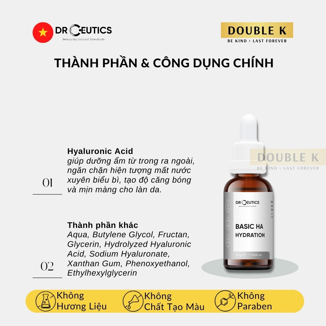 Drceutics Basic HA Hydration - Serum Cấp Ẩm Cho Da Dầu - Double K