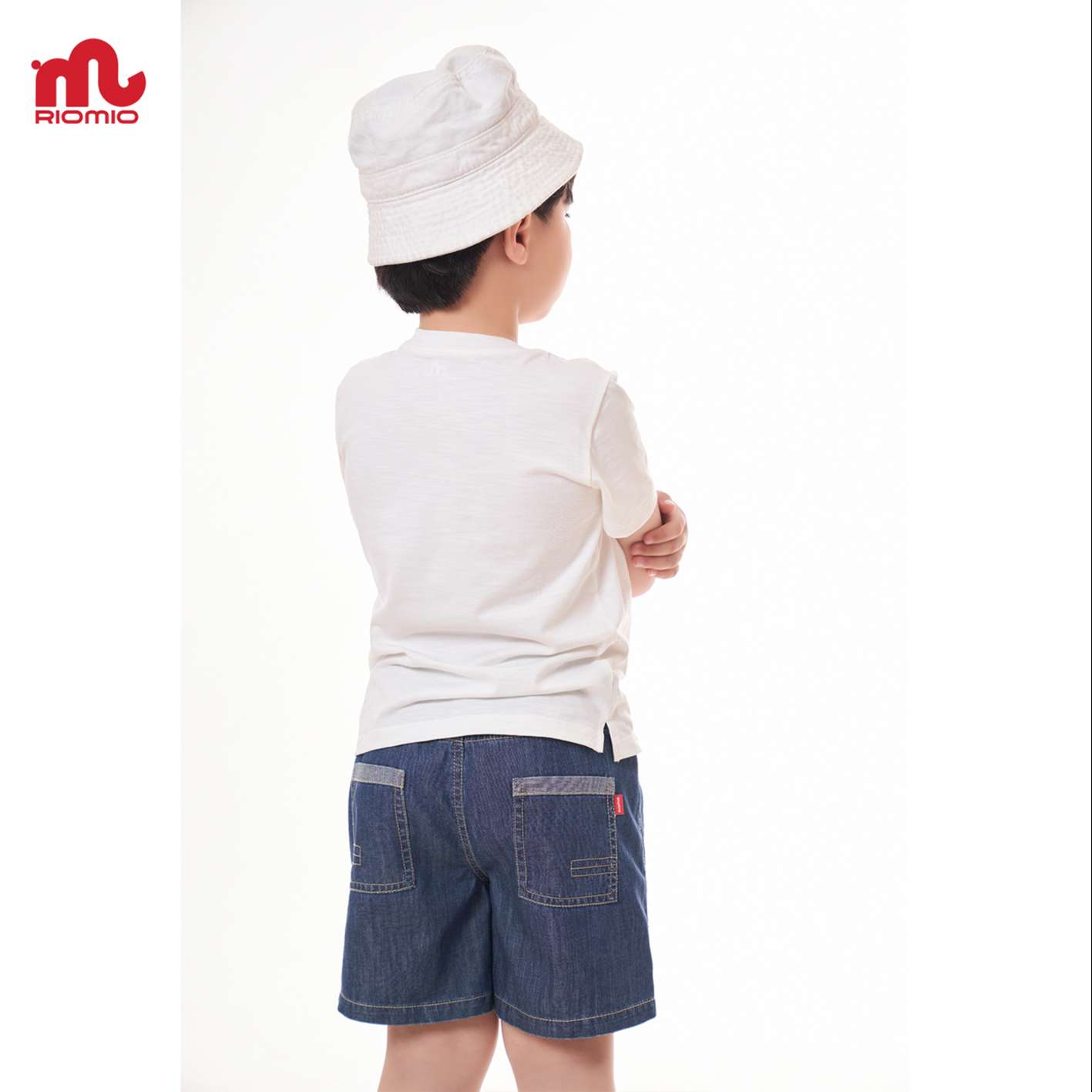 Quần short jean cho bé trai 3-11 tuổi (15-40kg) RIOMIO sooc bò ống rộng cạp chun 100% cotton - RM219