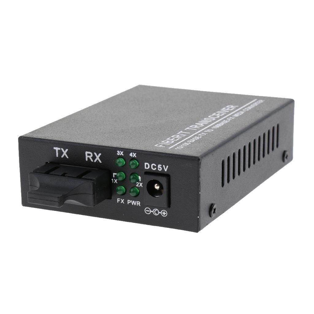 10/100Mbps Fast Ethernet Media Converter Singlemode Dual Fiber Transceiver 25Km with 2x For HD Camera