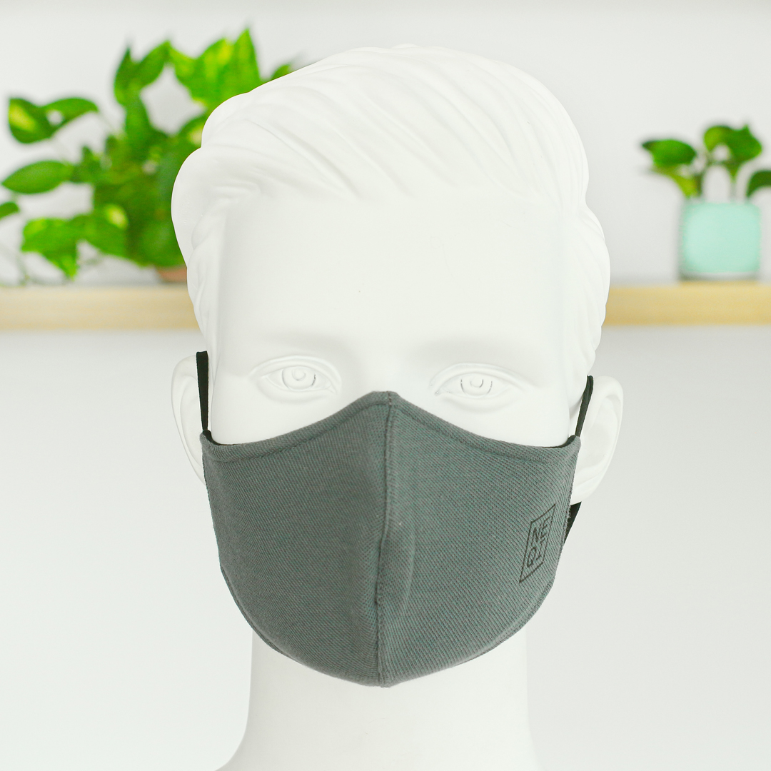 Set 2 khẩu trang vải nam - nữ kháng khuẩn cao cấp NEQI FACEMASK Đức, màu xám thời trang, lọc 98% bụi mịn