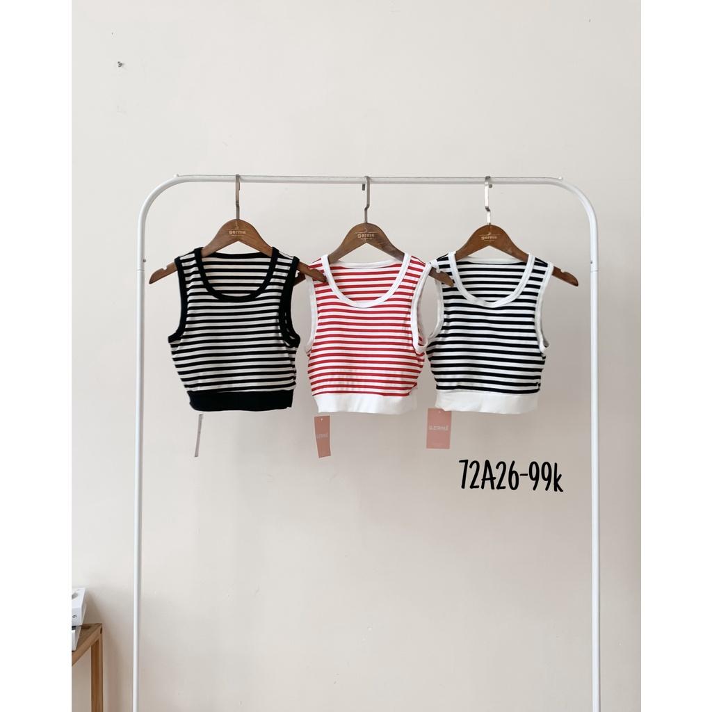 Áo sát nách nữ croptop kẻ ngang bo gấu 72a26 by germe