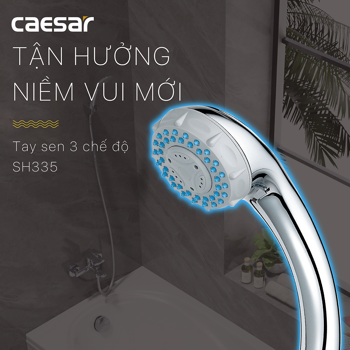 Tay sen 03 chế độ điều chỉnh tia nước mạ crom sáng bóng Caesar SH335