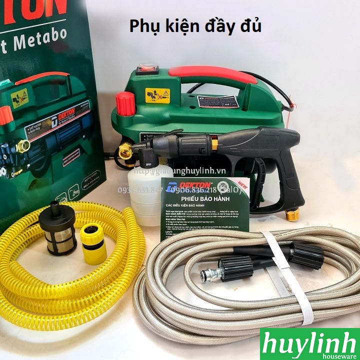 [Chống giật] Máy xịt rửa xe chỉnh áp Dekton DK-CWR2200A - Công suất 2200W - Áp lực 150 bar - Hàng chính hãng - Motor từ lõi đồng 100