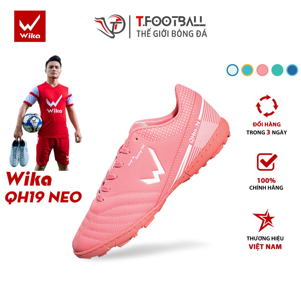 Giày Đá Bóng WIKA QH19 NEO Chính Hãng Da Microfiber Cao Cấp Đinh Dăm TF Bám Sân – Hồng – 43