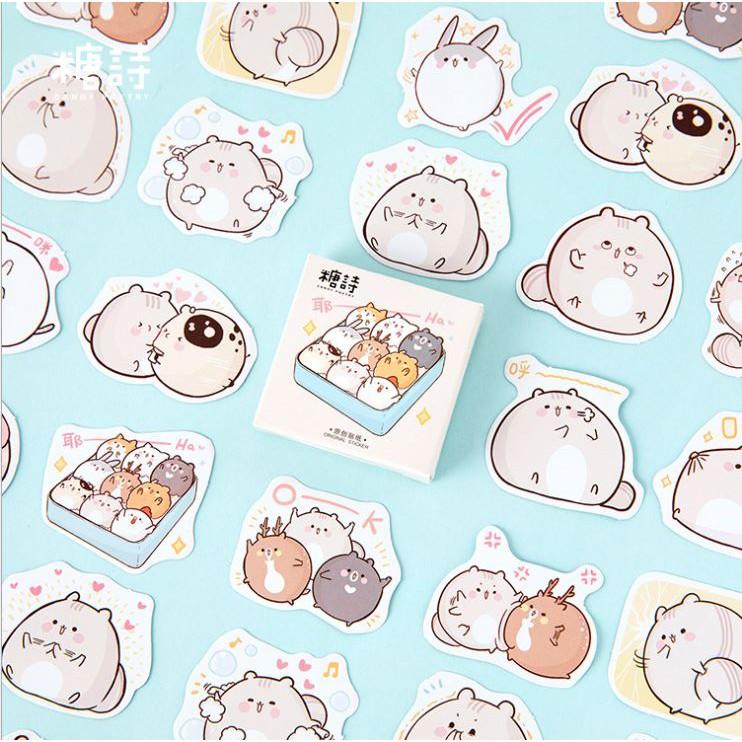 Bộ 46 Sticker Mèo Ú Hàn Quốc dán trang trí E47