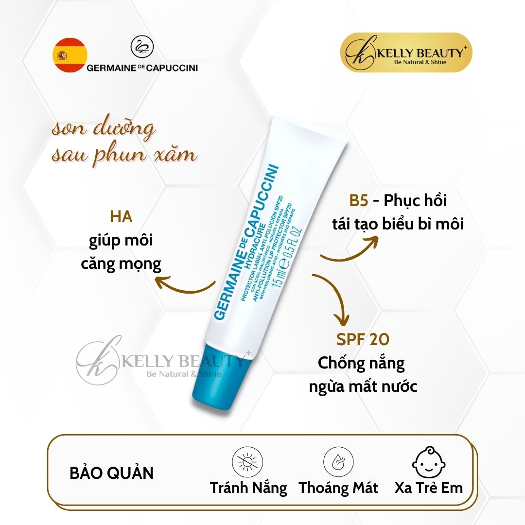 Son Dưỡng Môi Germaine Hydracure Anti-Pollution Lip Protector SPF20 - Chống Nắng, Dưỡng Ẩm, Phục Hồi Môi | Kelly Beauty