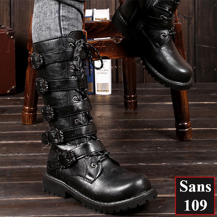 Giày boot nam nữ unisex couple cặp đôi Sans109 bốt cao cổ tăng chiều cao 7cm size 37 38 39 40 41 42 43 bigsize 44 45 46