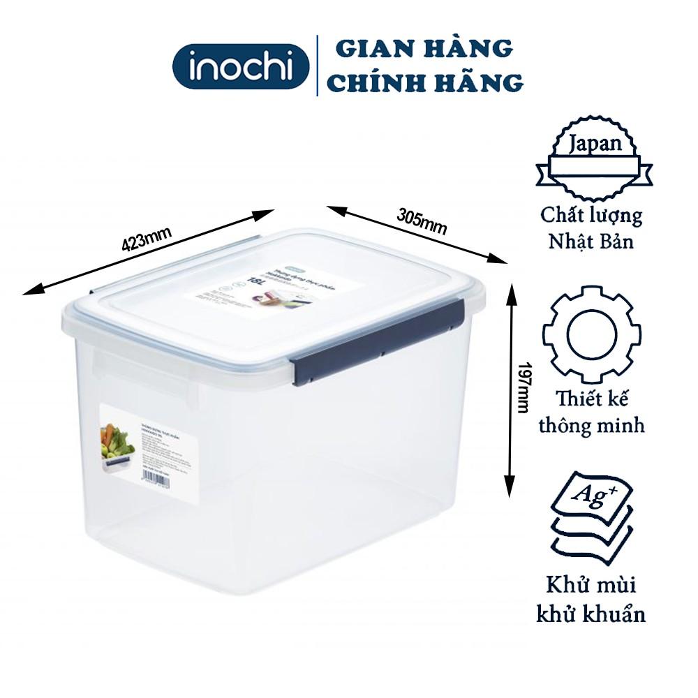 Thùng nhựa trong suốt đựng Thực Phẩm đựng đồ có nắp Hokkaido 10L-18L-30L các loại đồ khô để tủ lạnh Chính Hãng Inochi