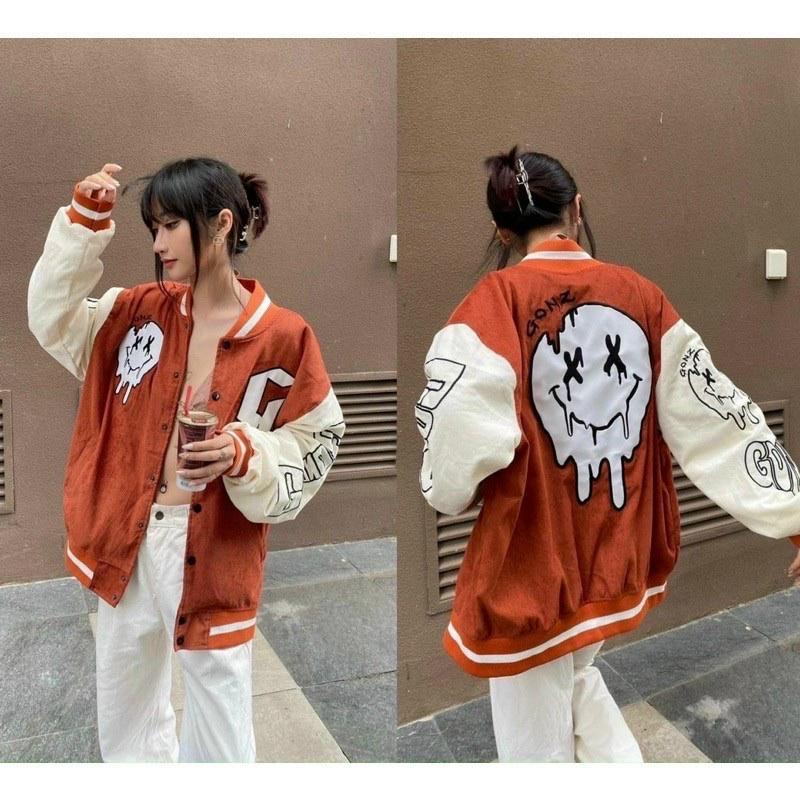 Áo Bomber Nhung Gân Thêu G Chất Nhung Mịn Đẹp Form rộng Unisex Nam Nữ Couple jacket Varsity