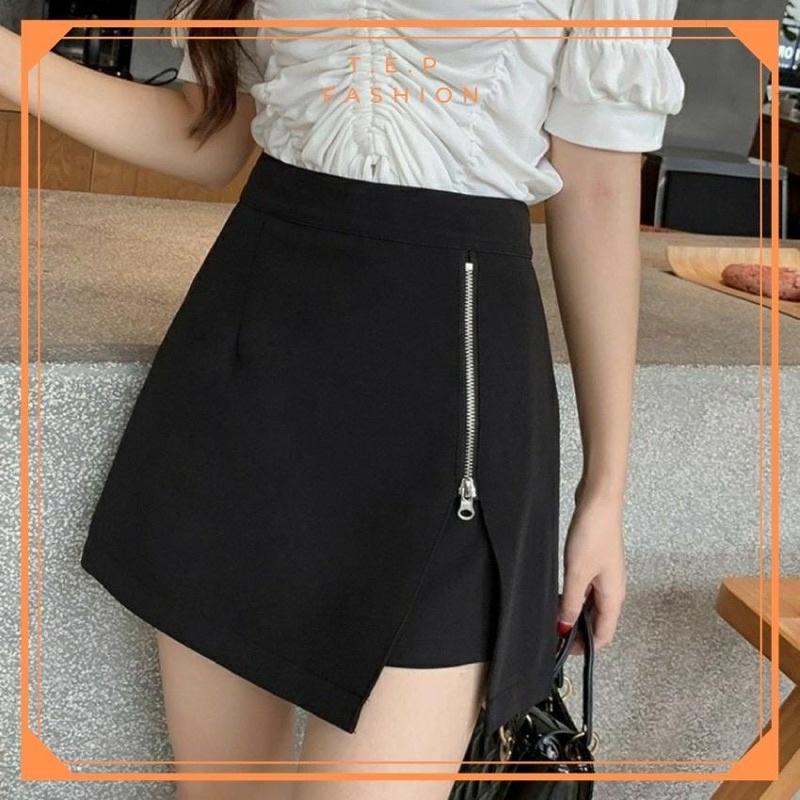 Quần Váy Cạp Cao_Quần Short Giả Váy Khóa Cạnh mã 222 Tep Fashion