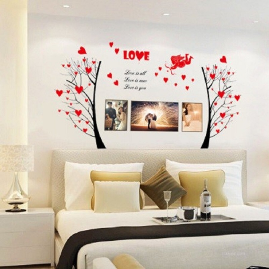 Decal dán tường CÂY TÌNH YÊU CUPID bắn mũi tên lãng mạn sang trọng
