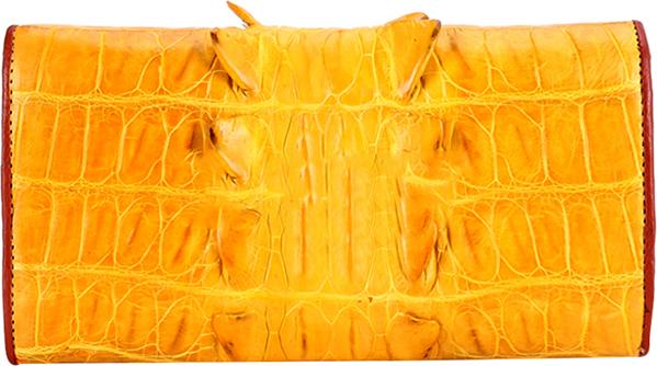 Ví Nữ Da Cá Sấu 3 Gấp Gai Huy Hoàng HT3298 (19 x 10.5 cm) - Vàng Nghệ