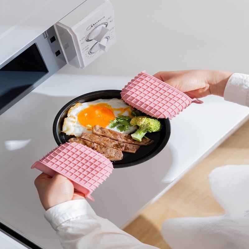 1pc Kitchen Baking Silica Gel Heat Insulation Clip Anti Scalding Non Slip Gloves Household Bowl Oven Microwave Oven Gloves