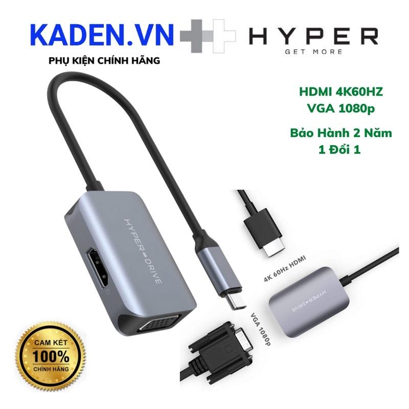 Cổng chuyển hyperdrive hdmi/vga 4k60hz 2 in 1 hd-c2hv gray