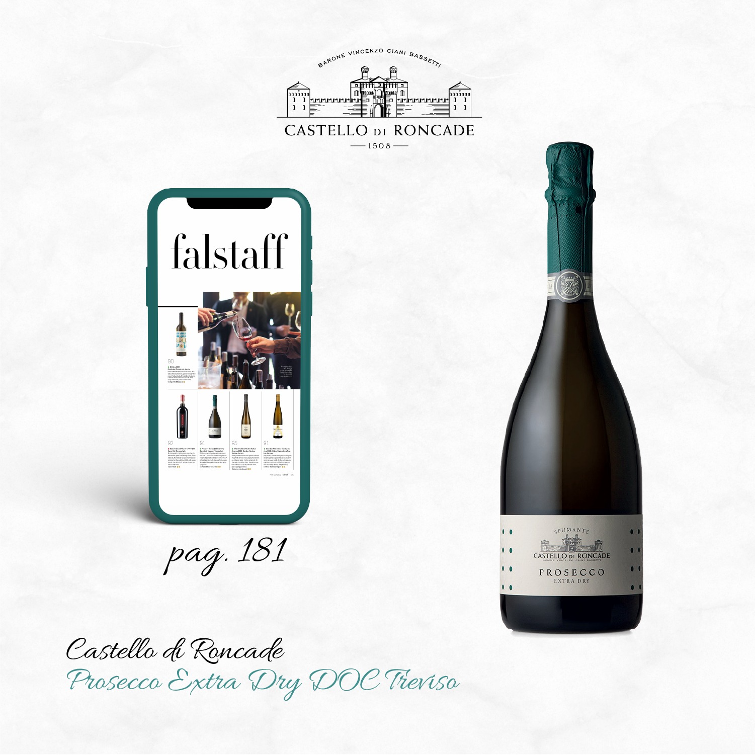 Rượu vang nổ,vang sủi tăm Castello di Roncade Prosecco DOC Extra Dry (Italia/ Ý )