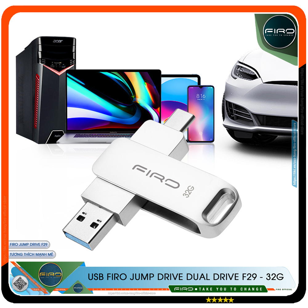 USB FIRO Jump Drive Dual Drive F29 Type-C / Type-A - USB 3.1 32GB / 64GB, Tốc Độ Đọc 130Mb/s, Tương Thích MAC / PC - Hàng Chính Hãng