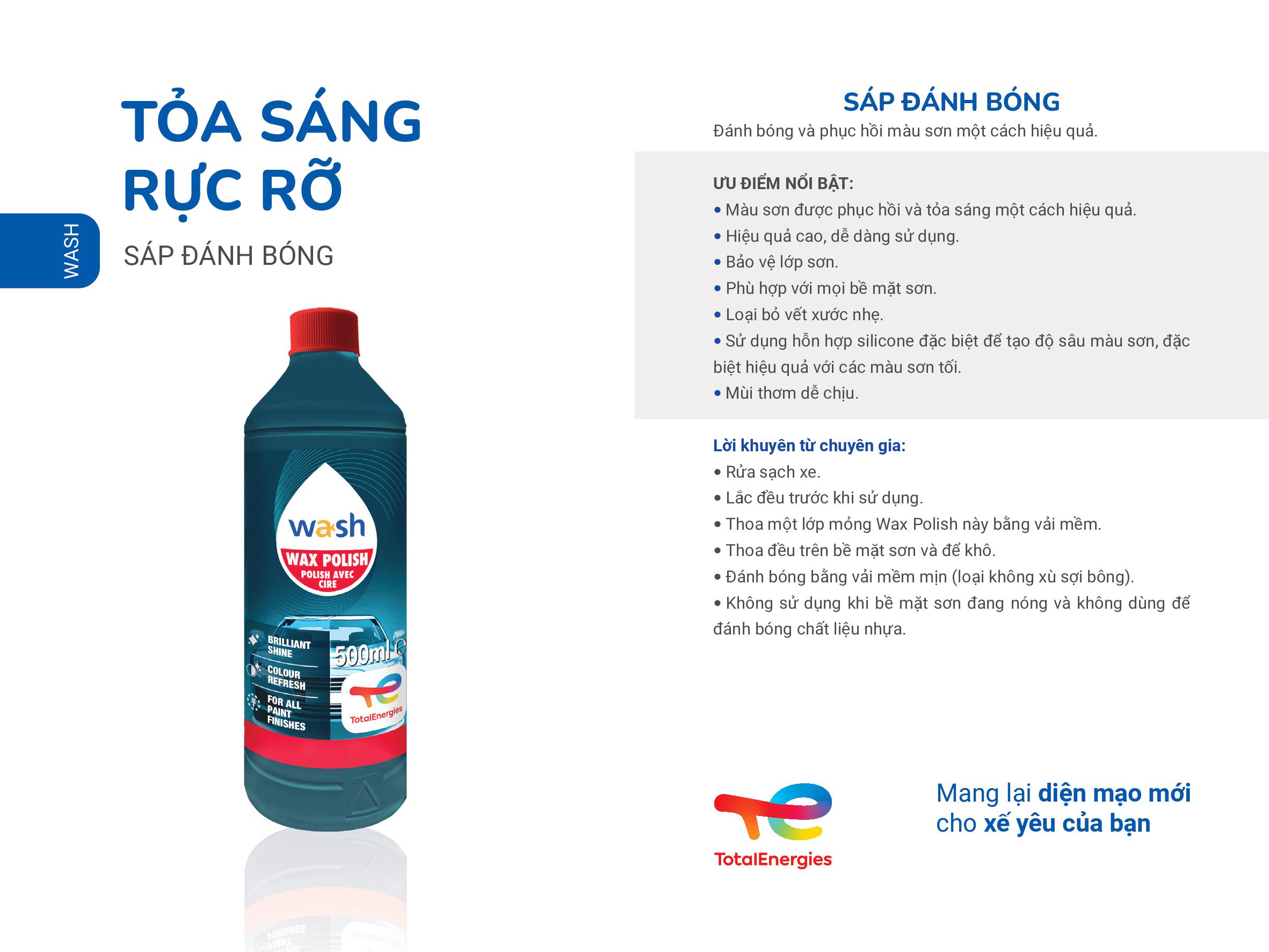 Sáp đánh bóng phục hồi màu sơn bóng sáng -  Total Wax polish 500ml