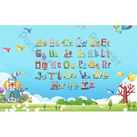 Tranh bảng chữ cái tiếng anh trang trí phòng em bé, tranh dán tường 3d hiện đại MS986006