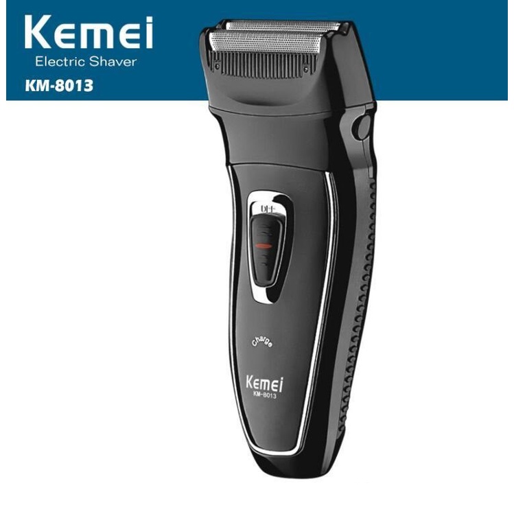 Máy cạo râu 2 lưỡi Kemei KM, thiết kế hiện đại, nhỏ gọn, với trọng lượng chỉ khoảng 350g.